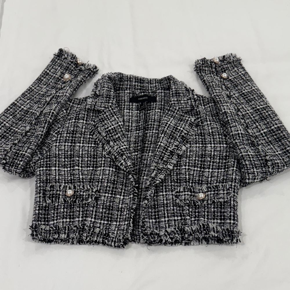 Black and White Tweed Blazer